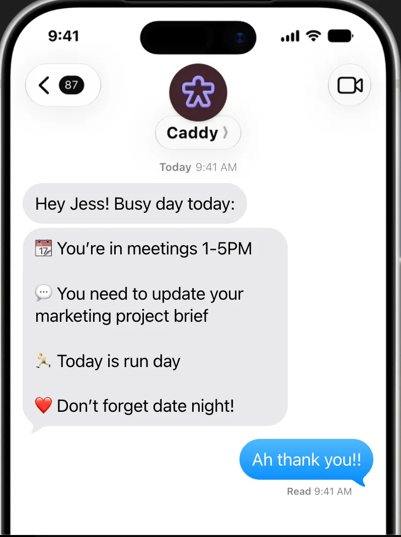 Caddy conecta calendários e conversas para identificar o que precisa de ação, segundo a TechCrunch Image Credits: Caddy